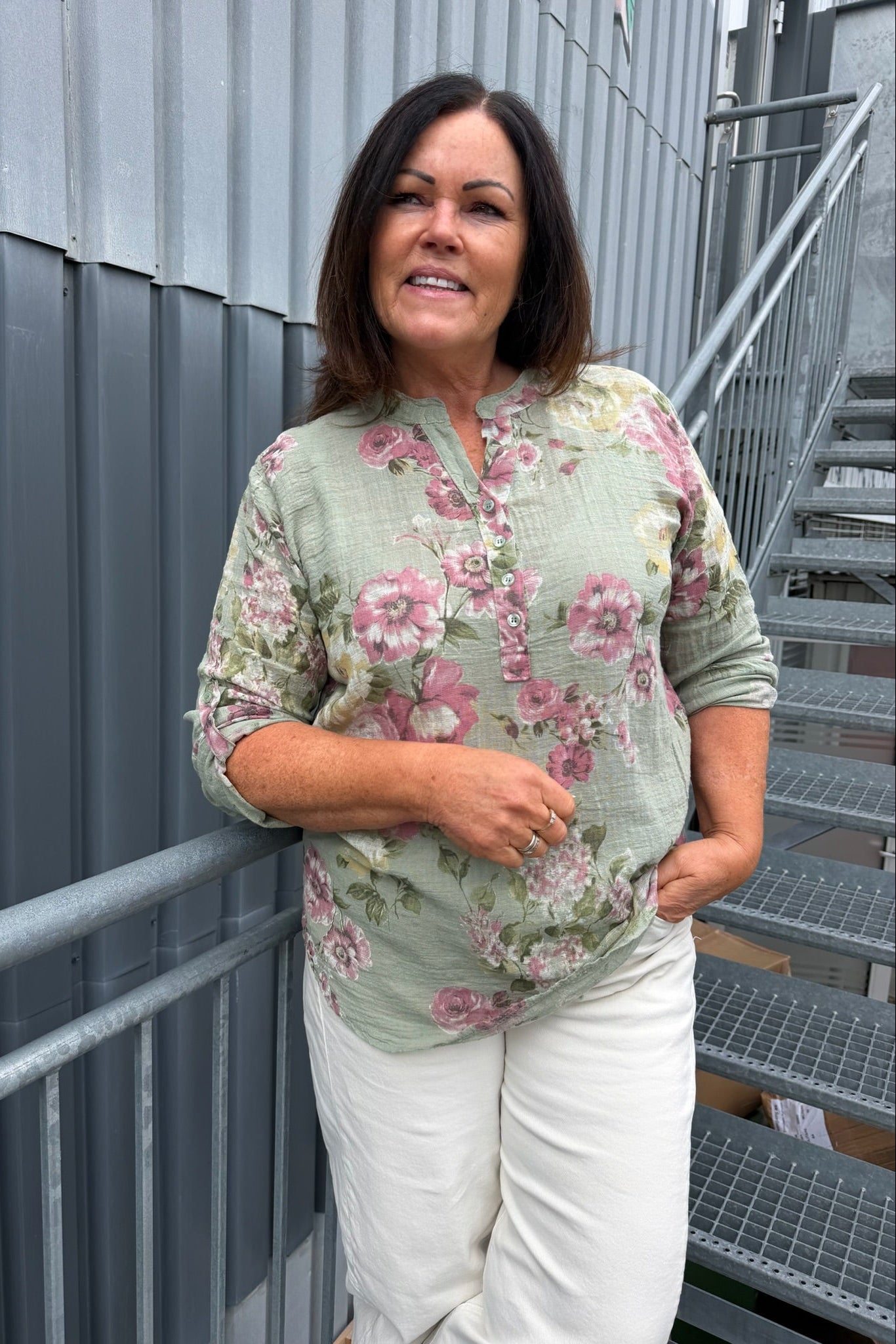 Inger Bomullsbluse, småblomster