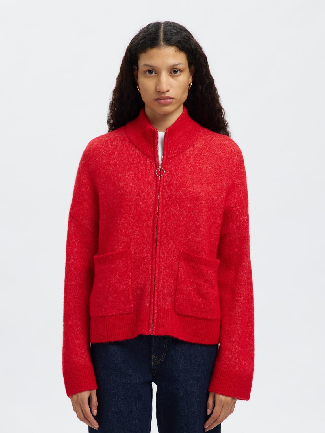 Slfsia ls knit zipper cardigan
