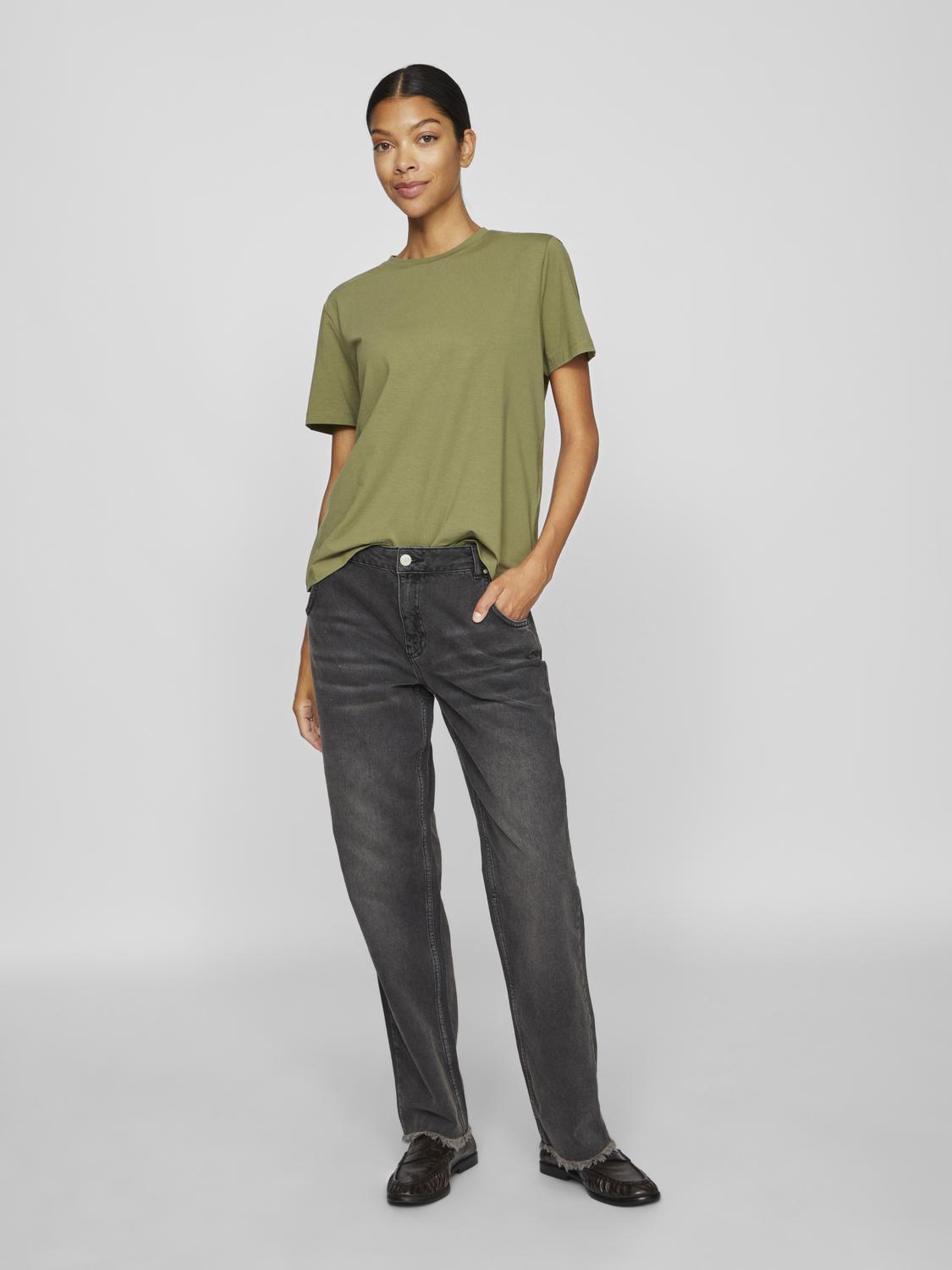 Nora T-skjorte med rund hals - Oil Green
