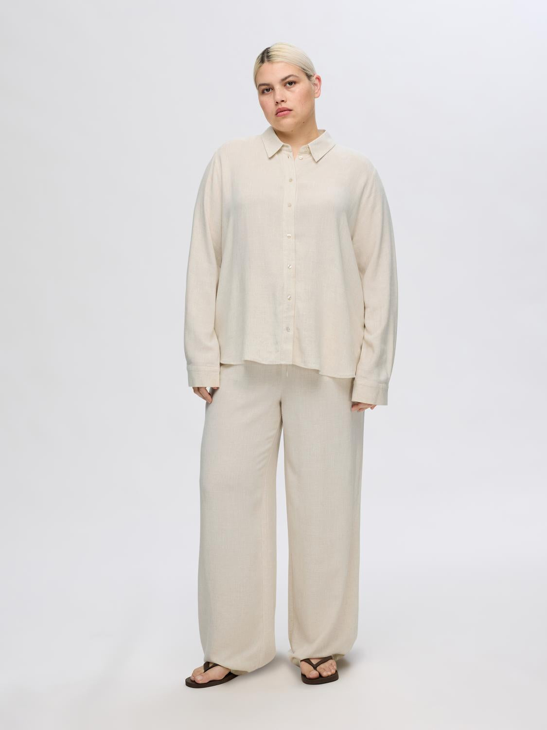 Slfviva-gulia hw long linen pant