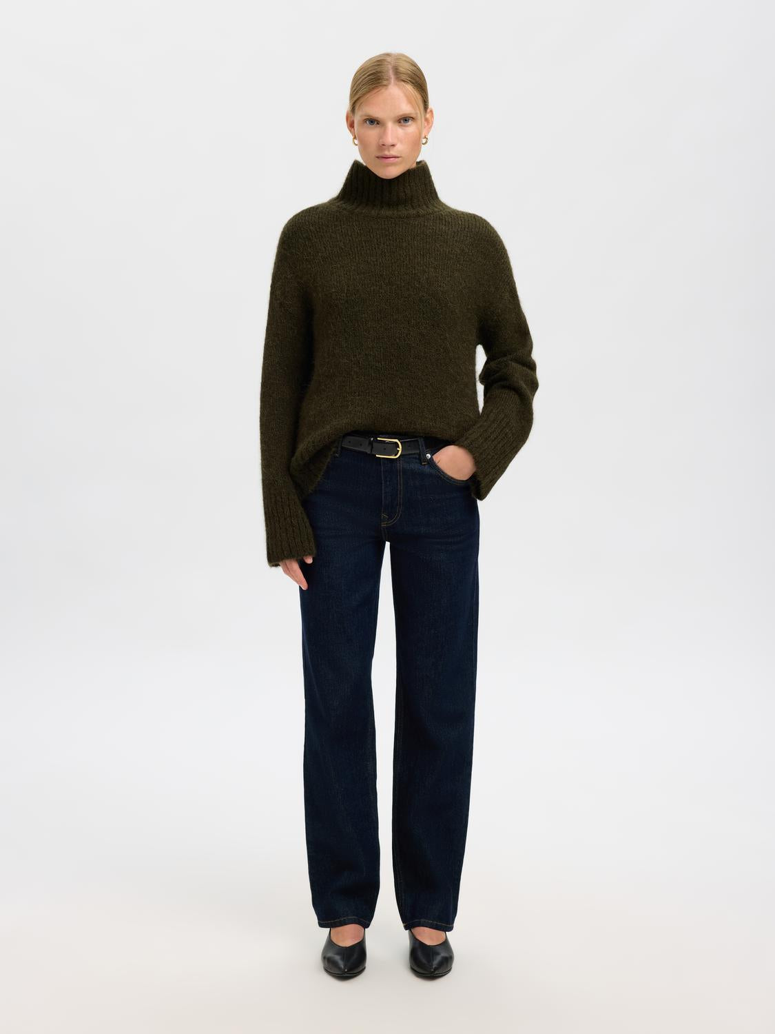 Slfgabriella Ls Knit High Neck Noos