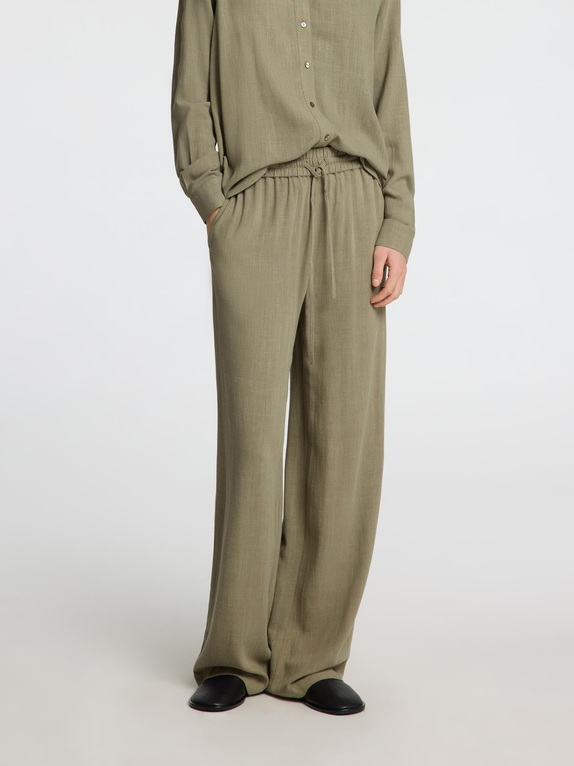 Slfviva-gulia hw long linen pant