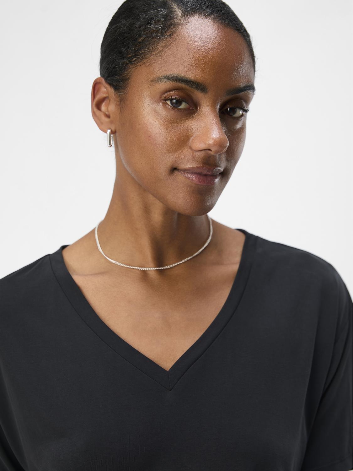 Annie RE S/S V-neck top - Svart