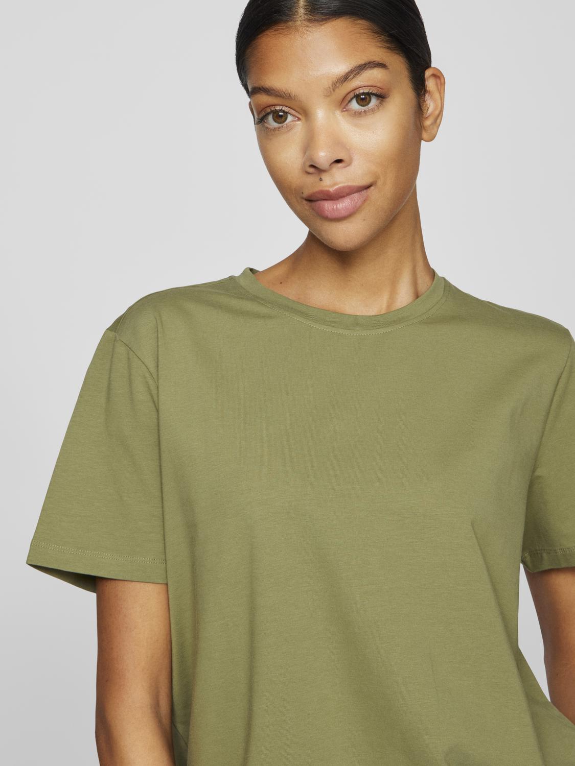 Nora T-skjorte med rund hals - Oil Green