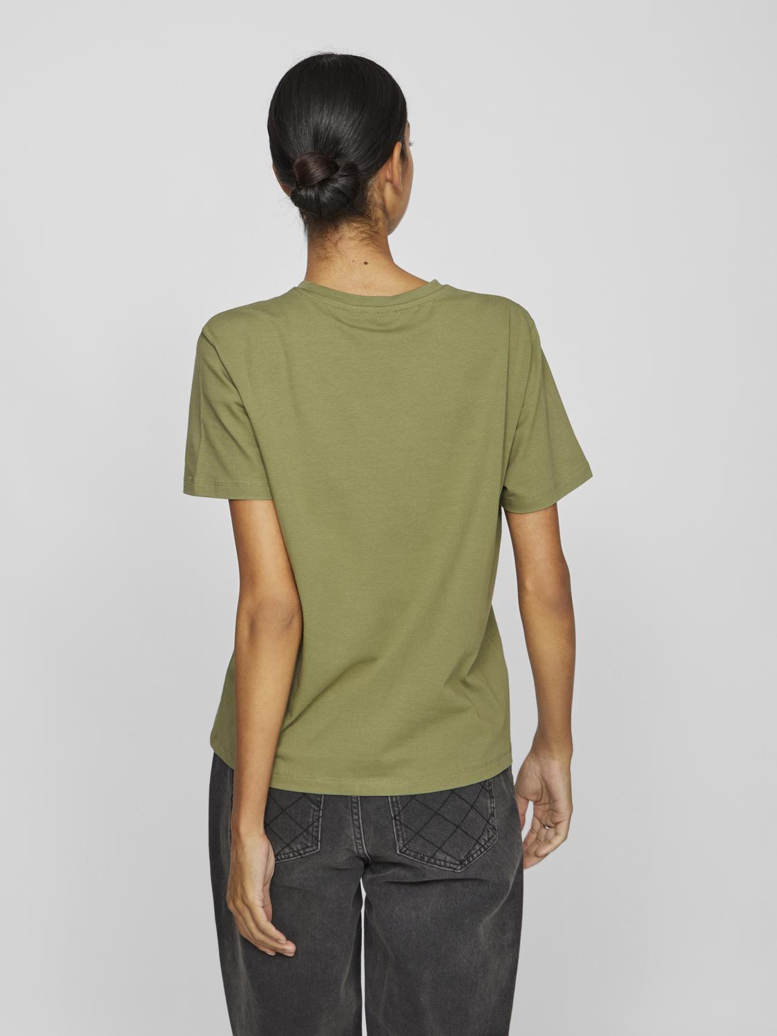 Nora T-skjorte med rund hals - Oil Green