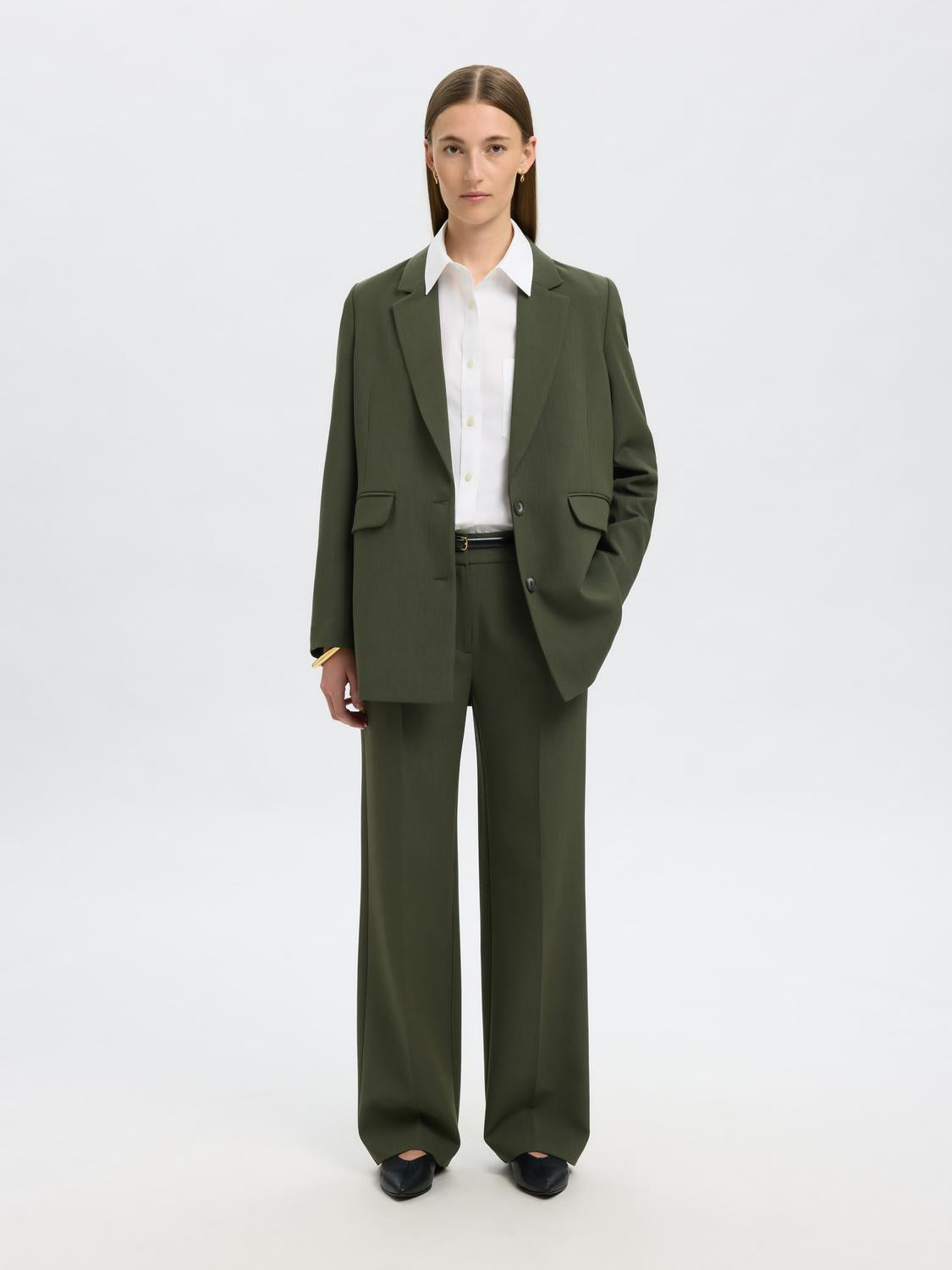 Slfrita Mw Wide Pant Mel Noos