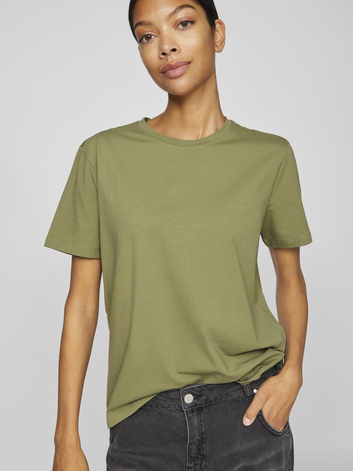 Nora T-skjorte med rund hals - Oil Green
