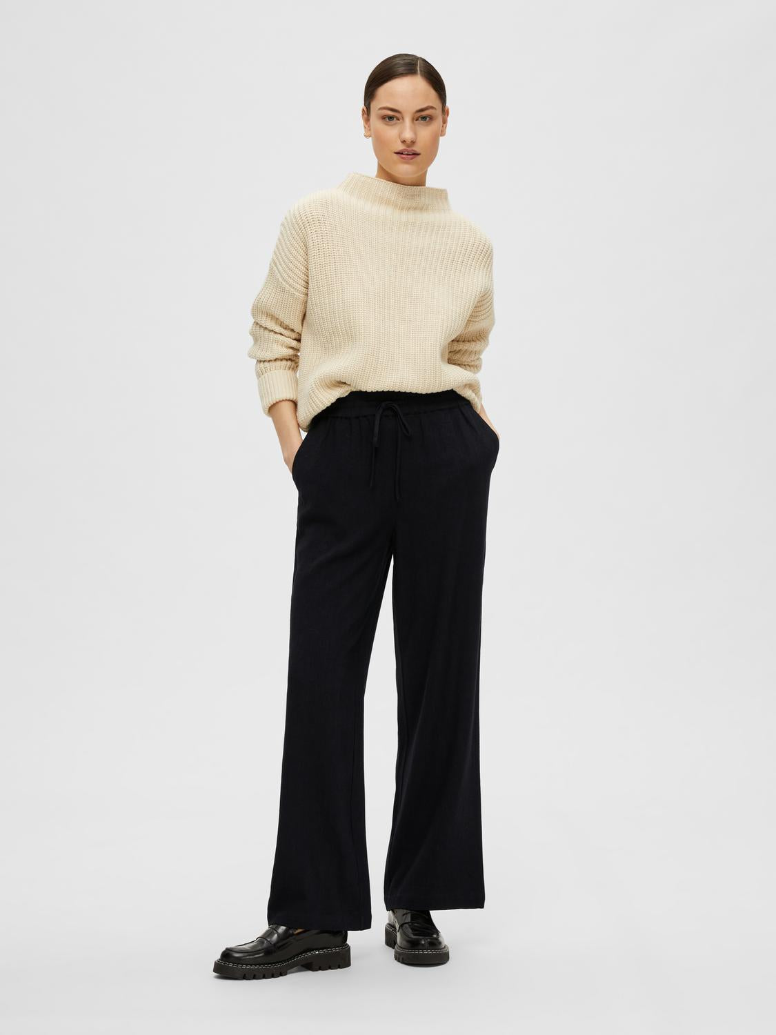 Slfviva-gulia hw long linen pant