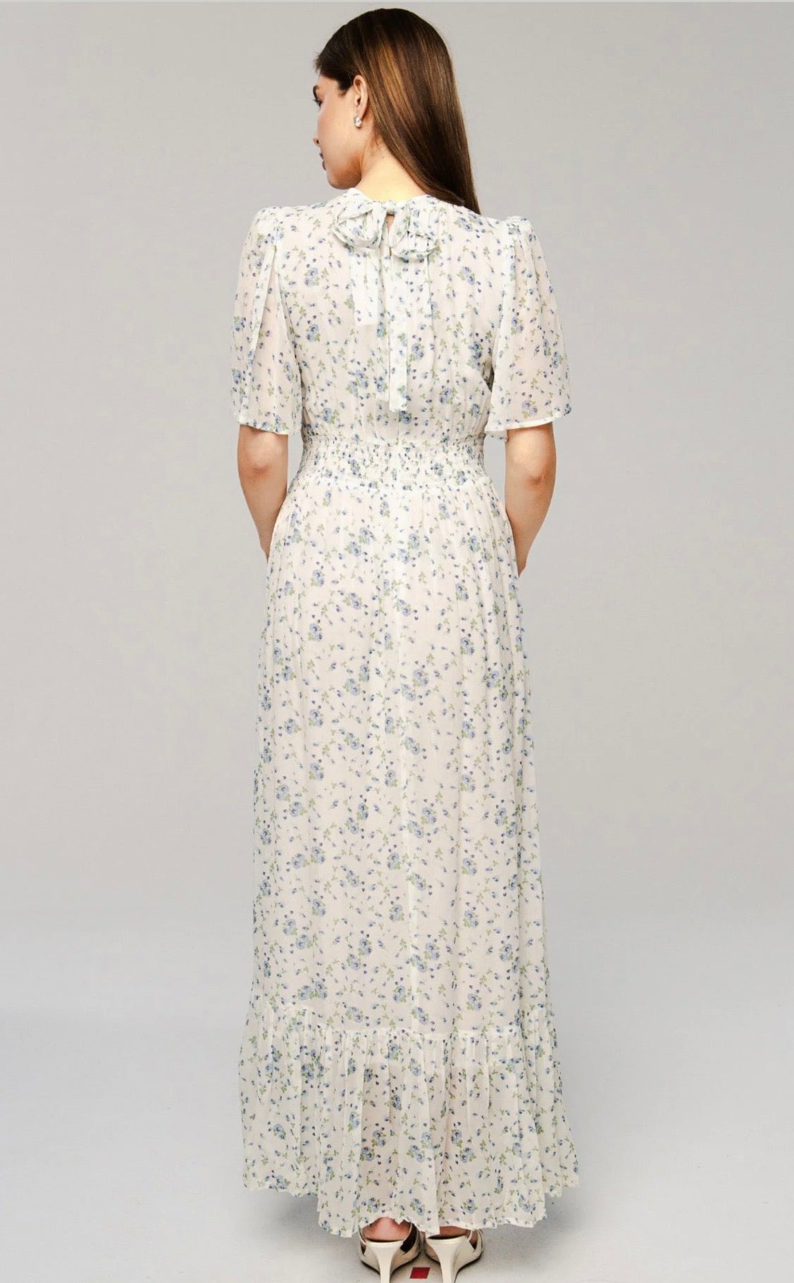 Heena Dress Blue Fleur Georgette
