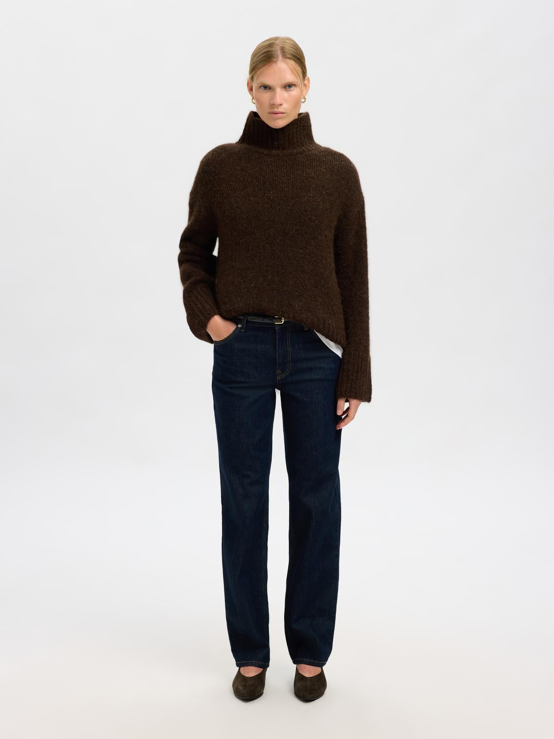 Slfgabriella Ls Knit High Neck Noos