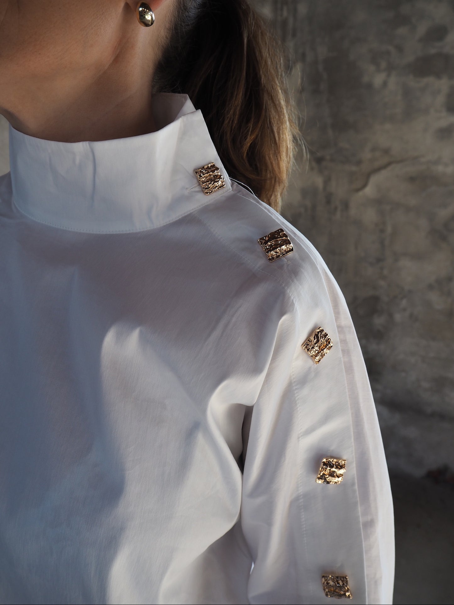 Sannacc asym button blouse