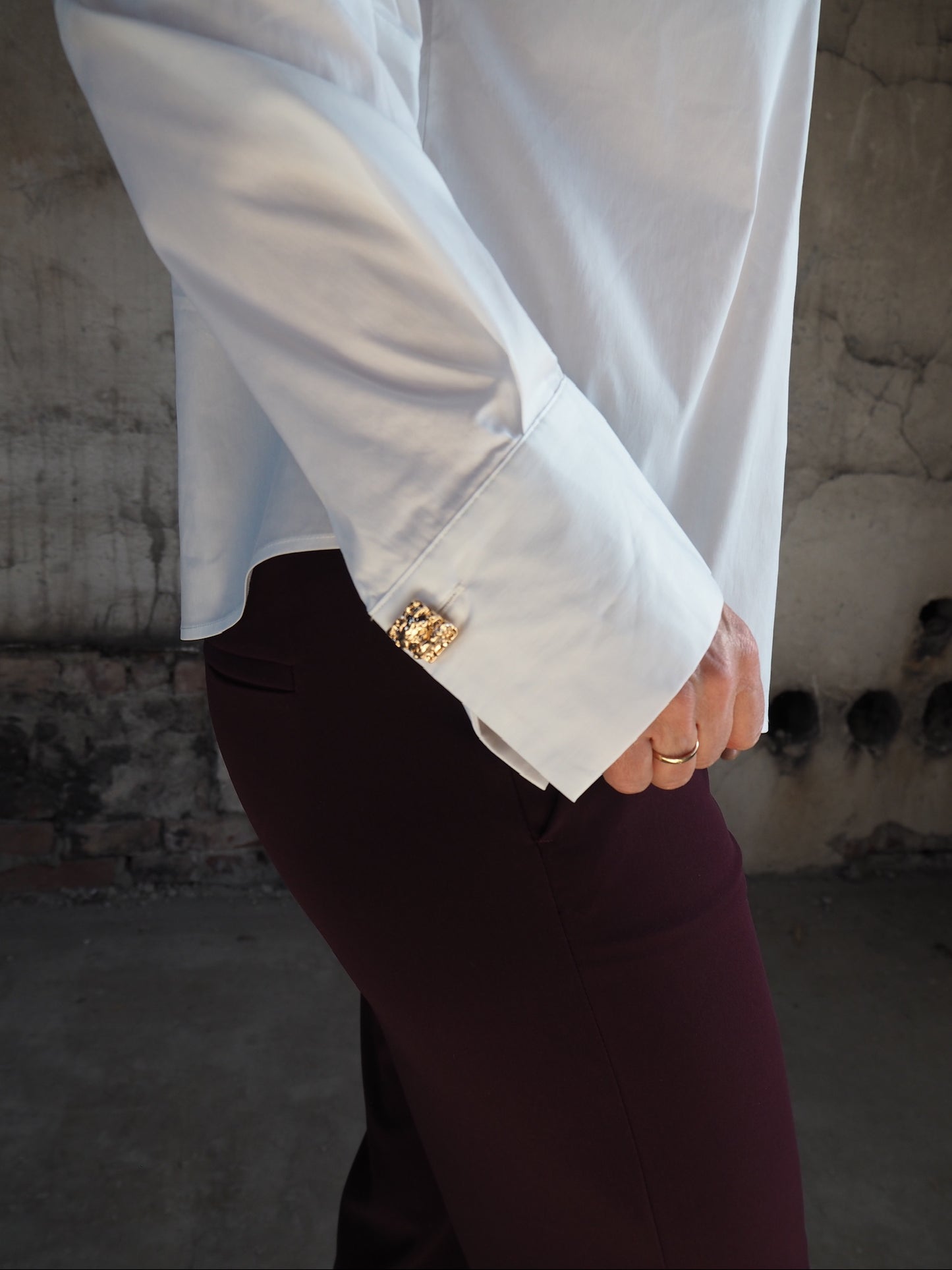 Sannacc asym button blouse