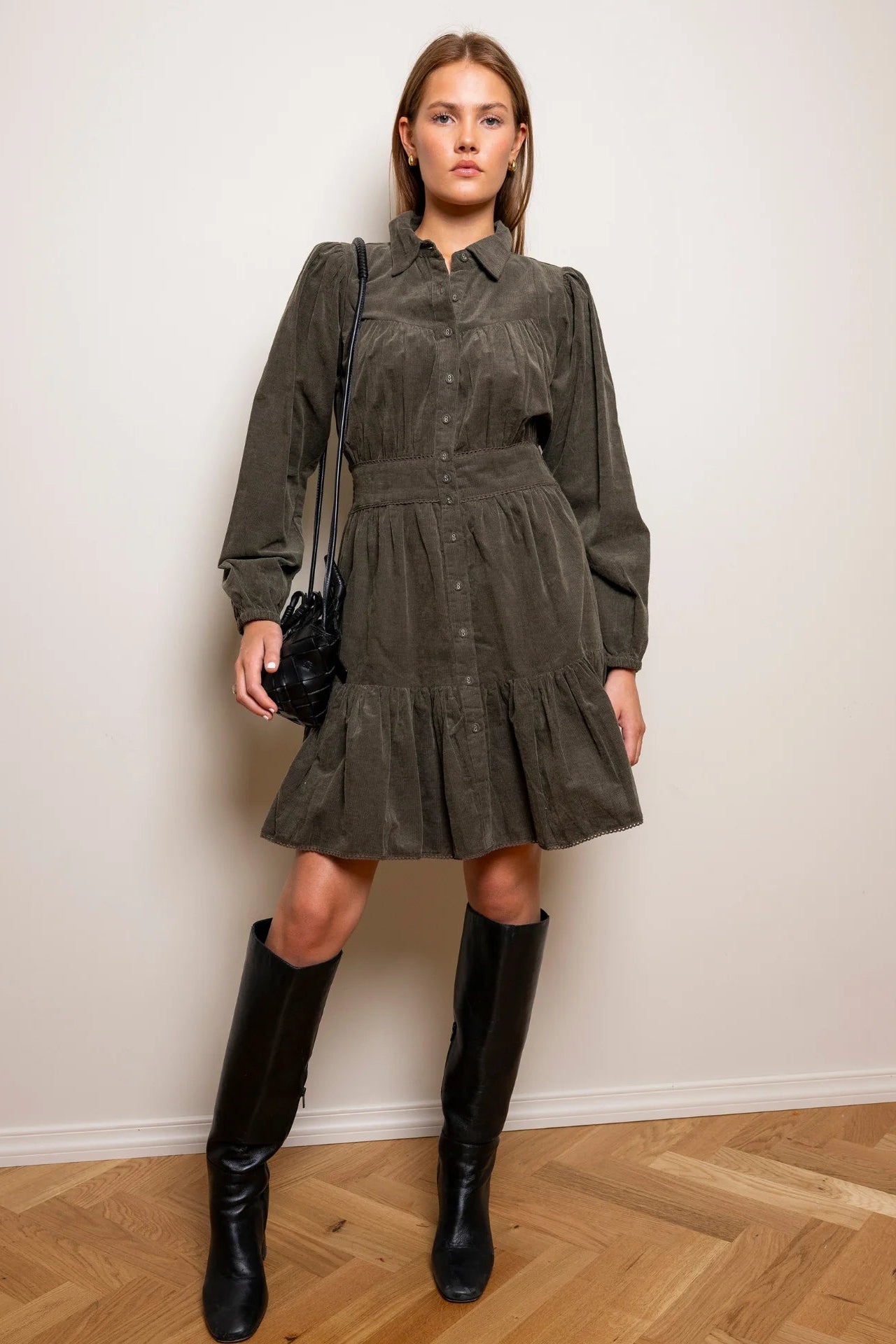 Vicky Dress Forest Corduroy