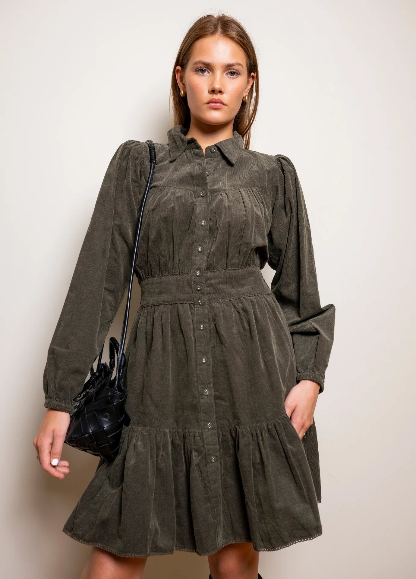 Vicky Dress Forest Corduroy