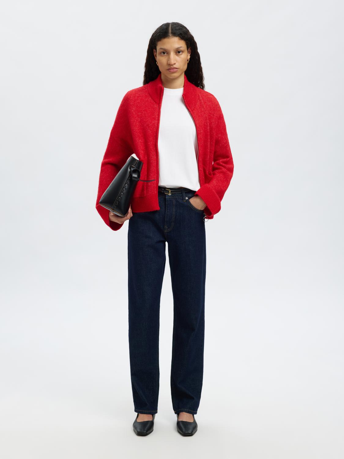 Slfsia ls knit zipper cardigan