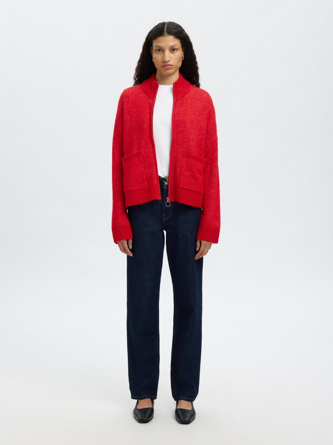 Slfsia ls knit zipper cardigan