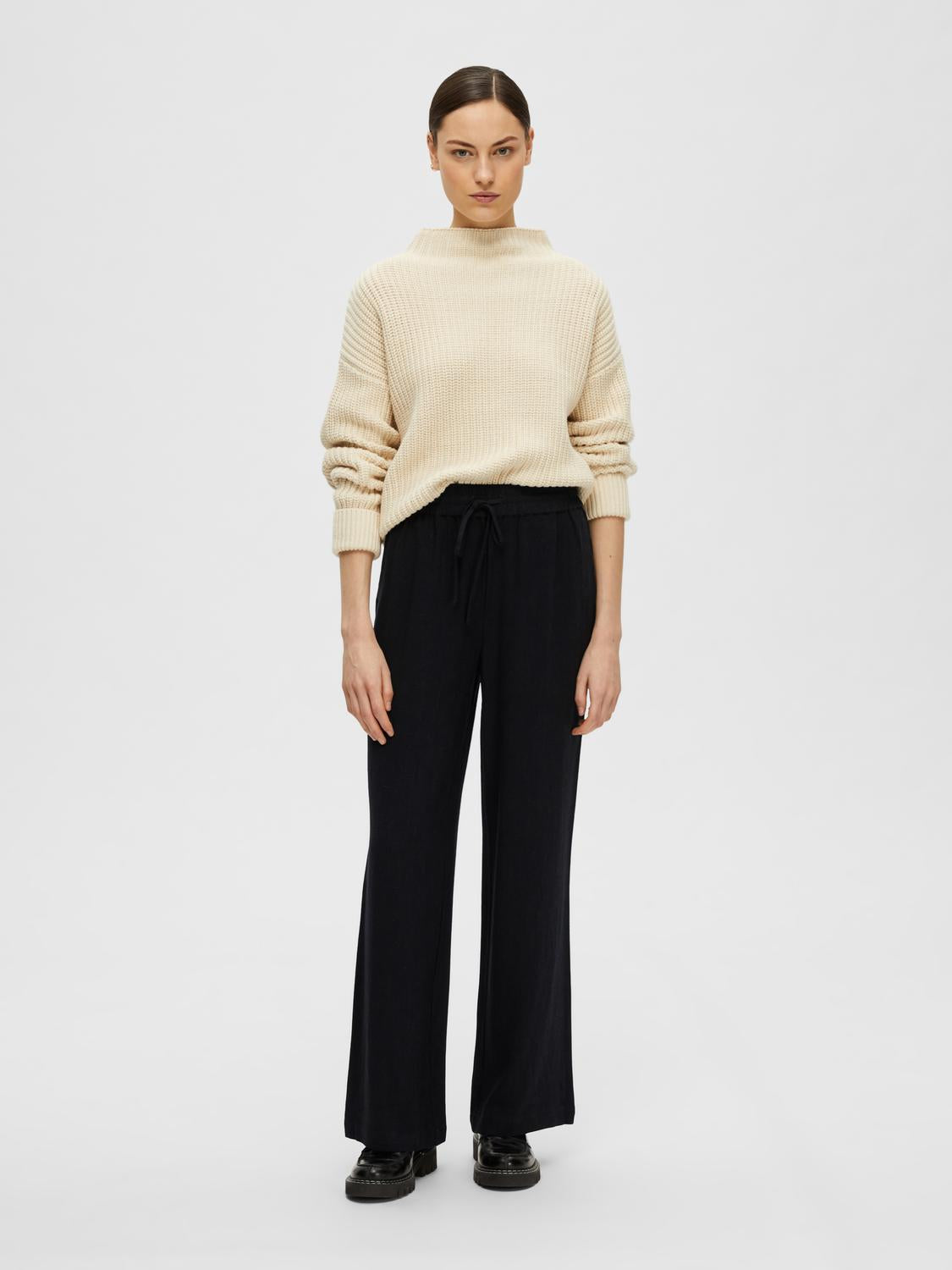 Slfviva-gulia hw long linen pant