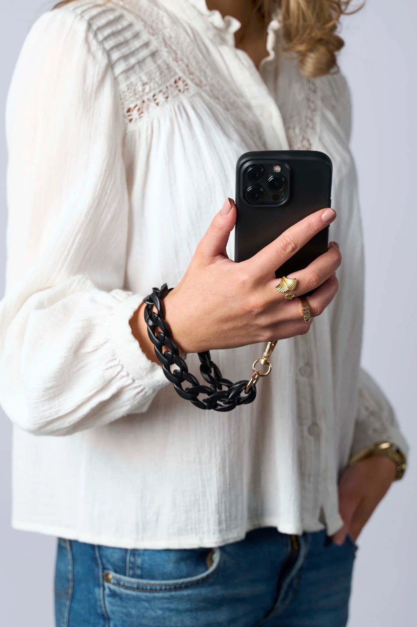 Mobilstropp Sort Lenke - kort