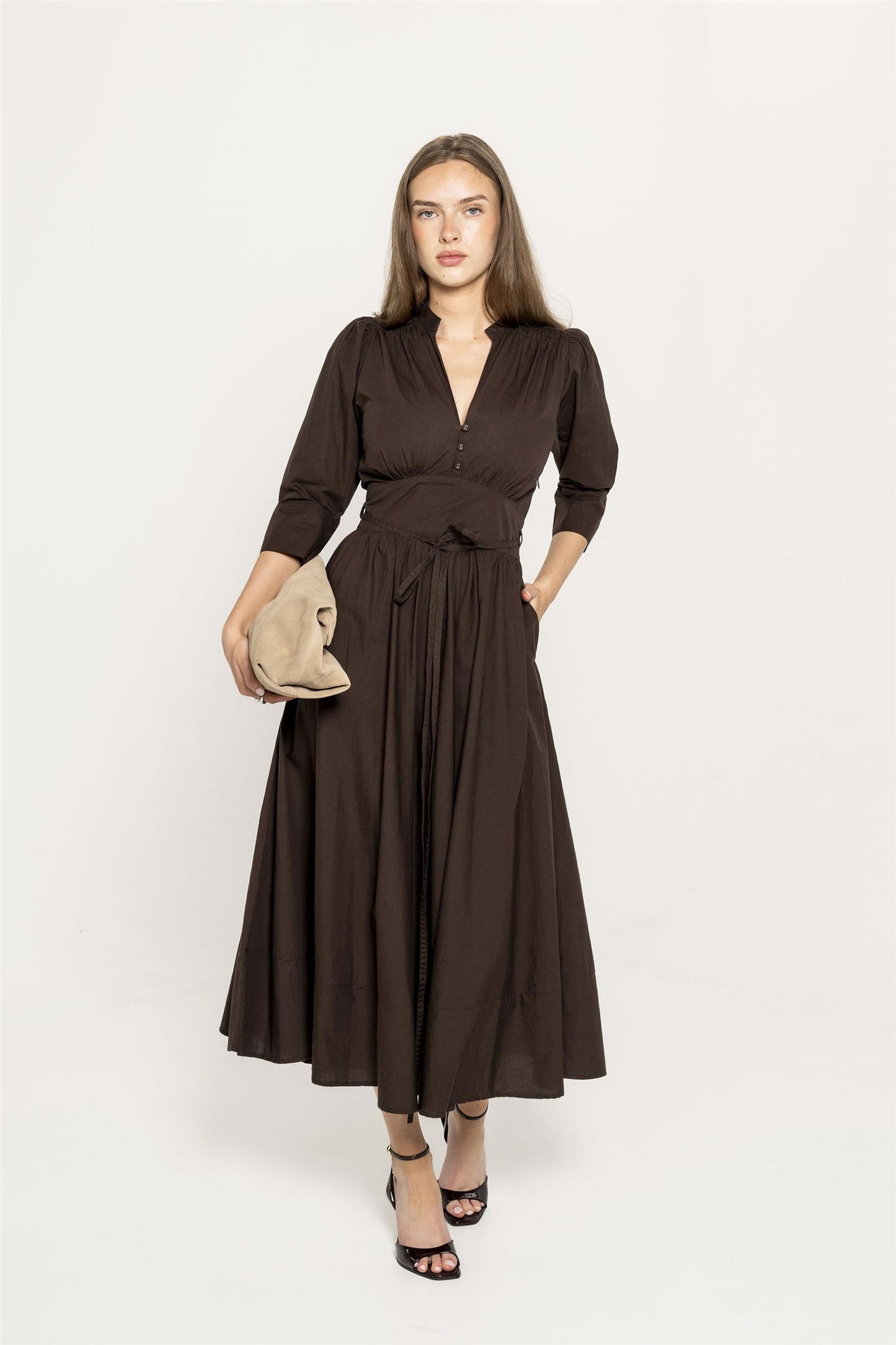 Maria Dress Chocolate Poplin