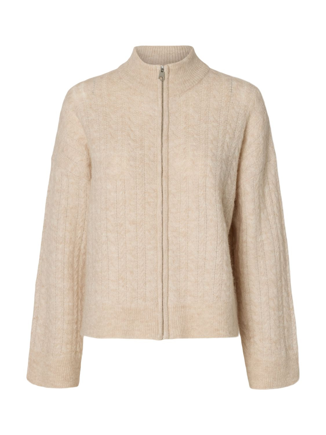 Slwlulu Cable Ls Knit Zipper Cardigan