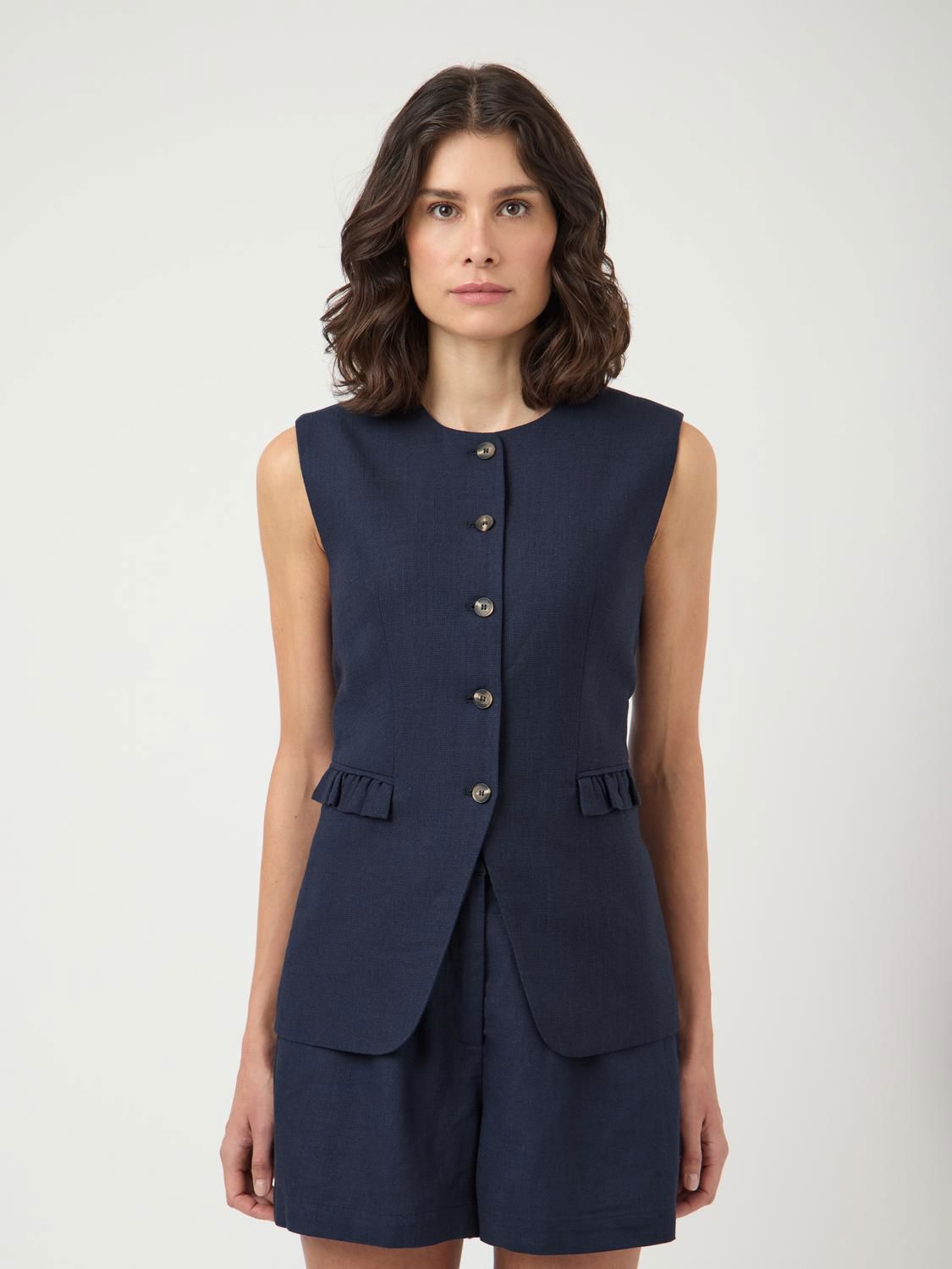 Yasagana Linen Blend Waistcoat S.