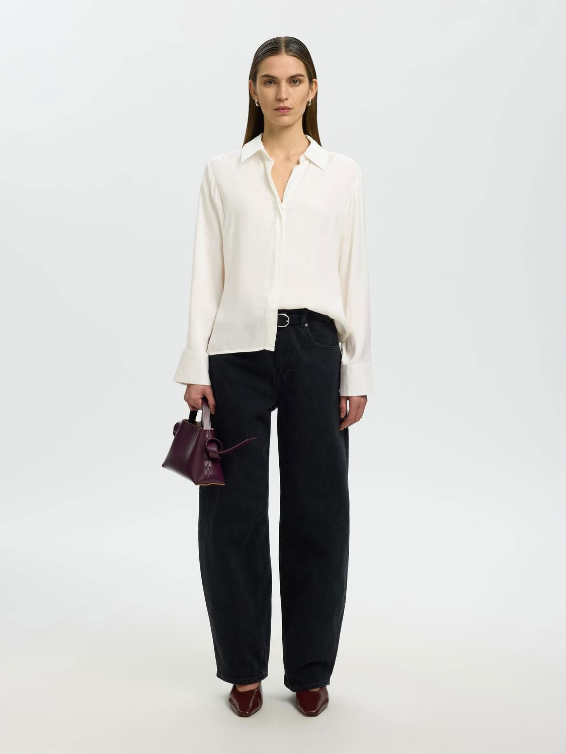 Slwjonna Reg Ls Open Collar Shirt Noos