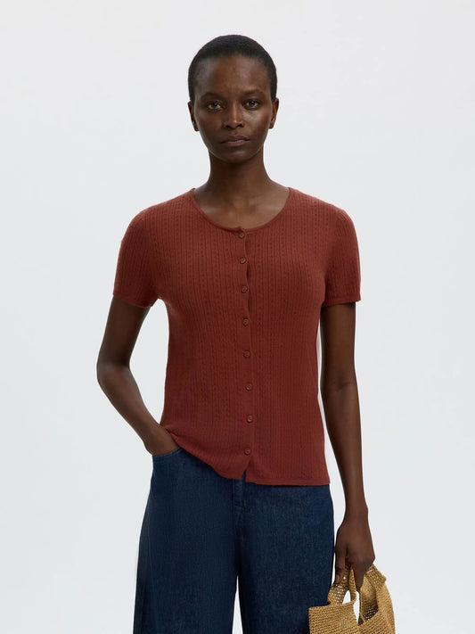 Slfhelle Pointel Ss Knit Cardigan