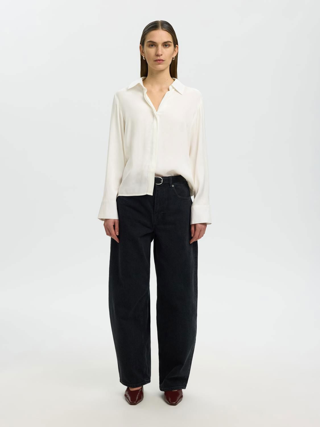 Slwjonna Reg Ls Open Collar Shirt Noos