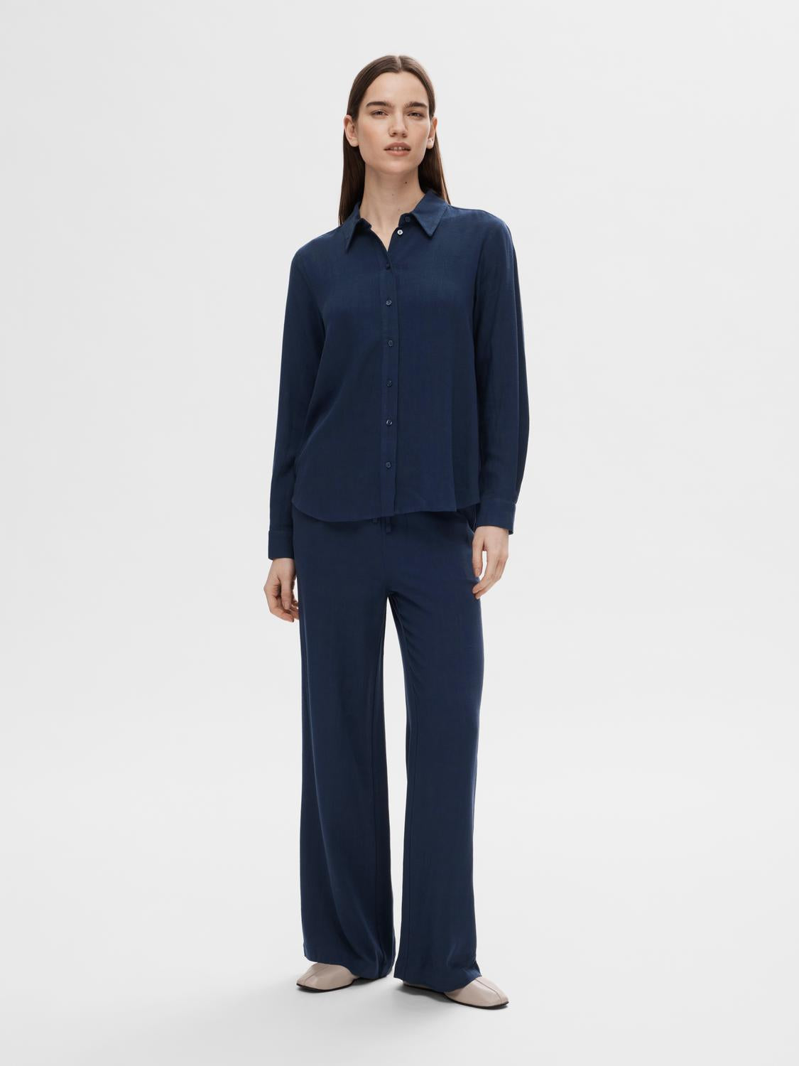 Slfviva-gulia hw long linen pant