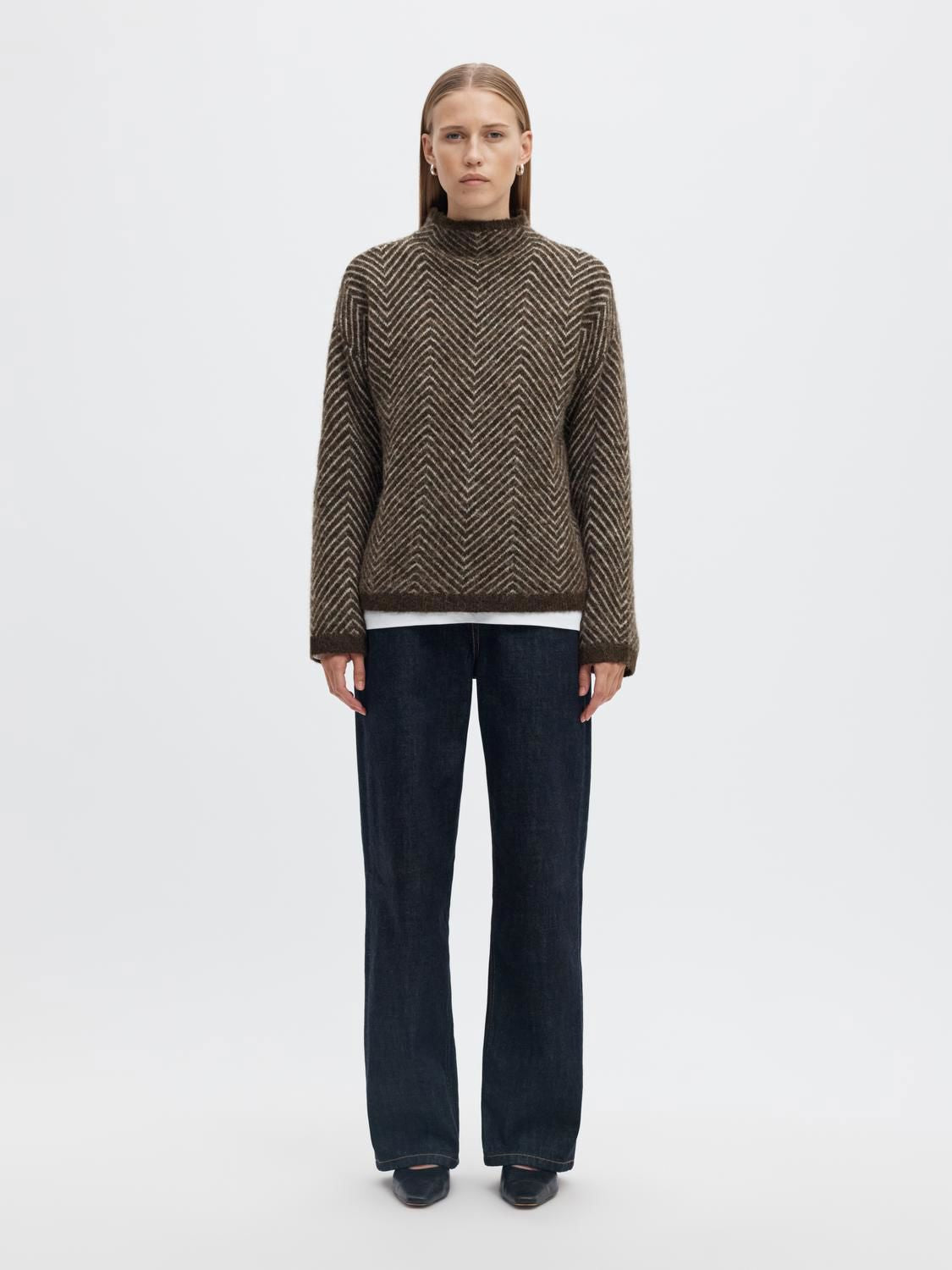 Slwlulu Ls Herringbone Knit High Neck