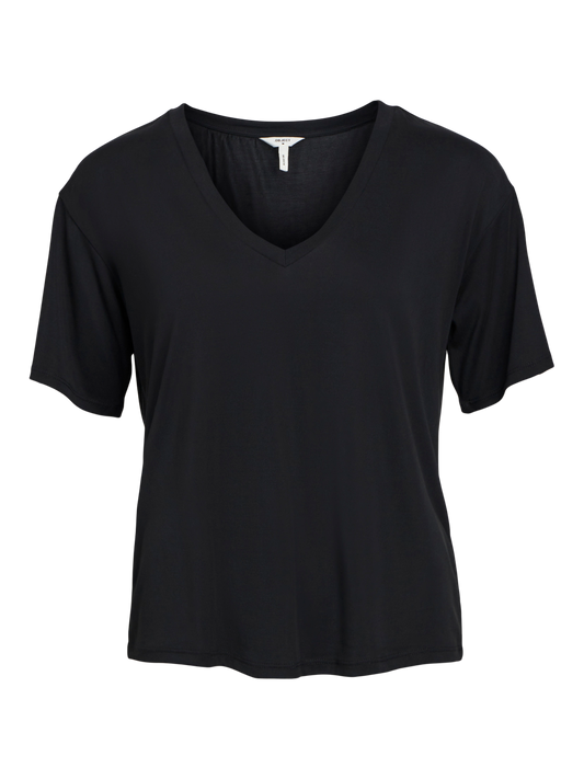 Annie RE S/S V-neck top - Svart