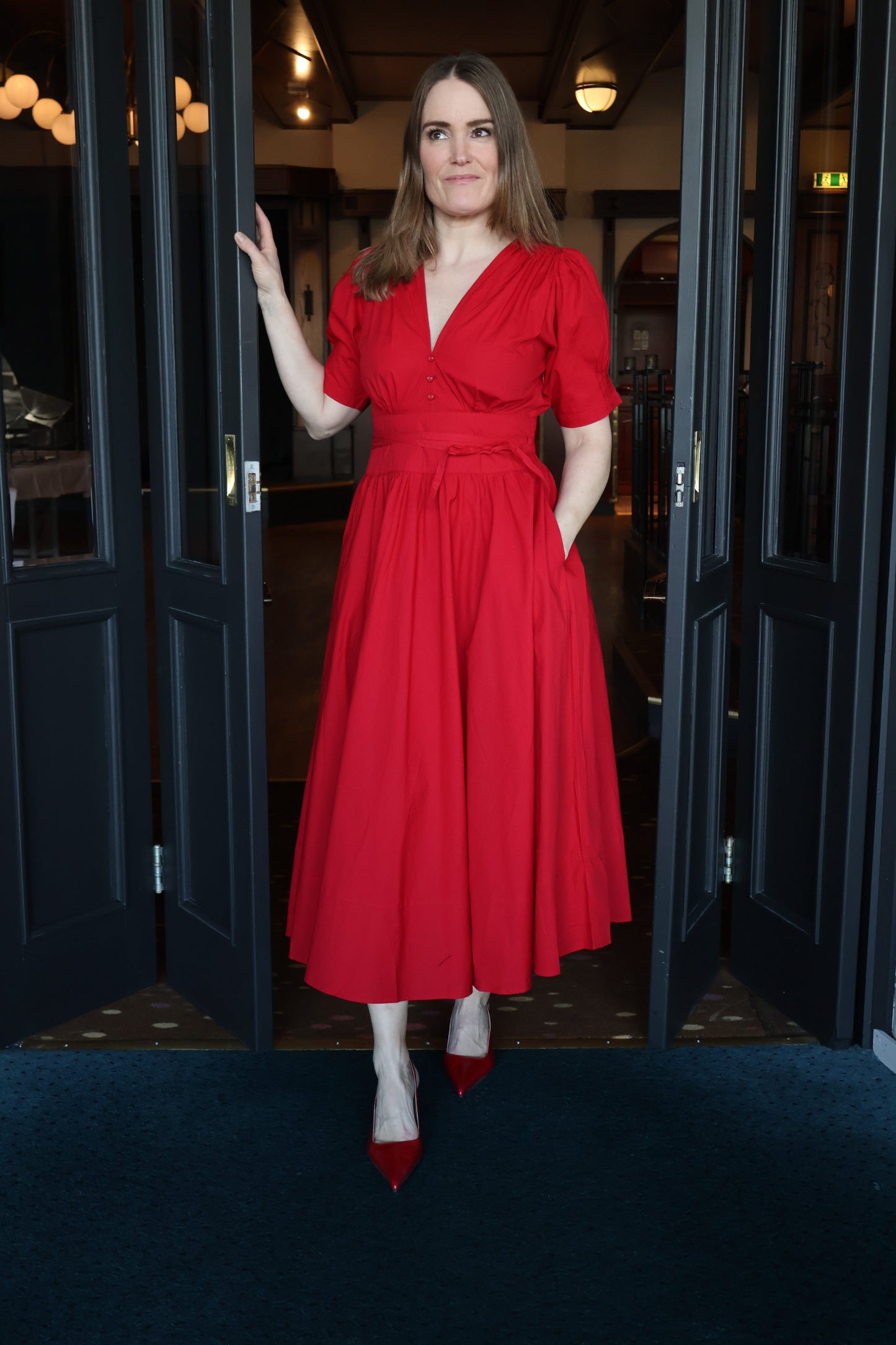Maria Dress City Red Poplin