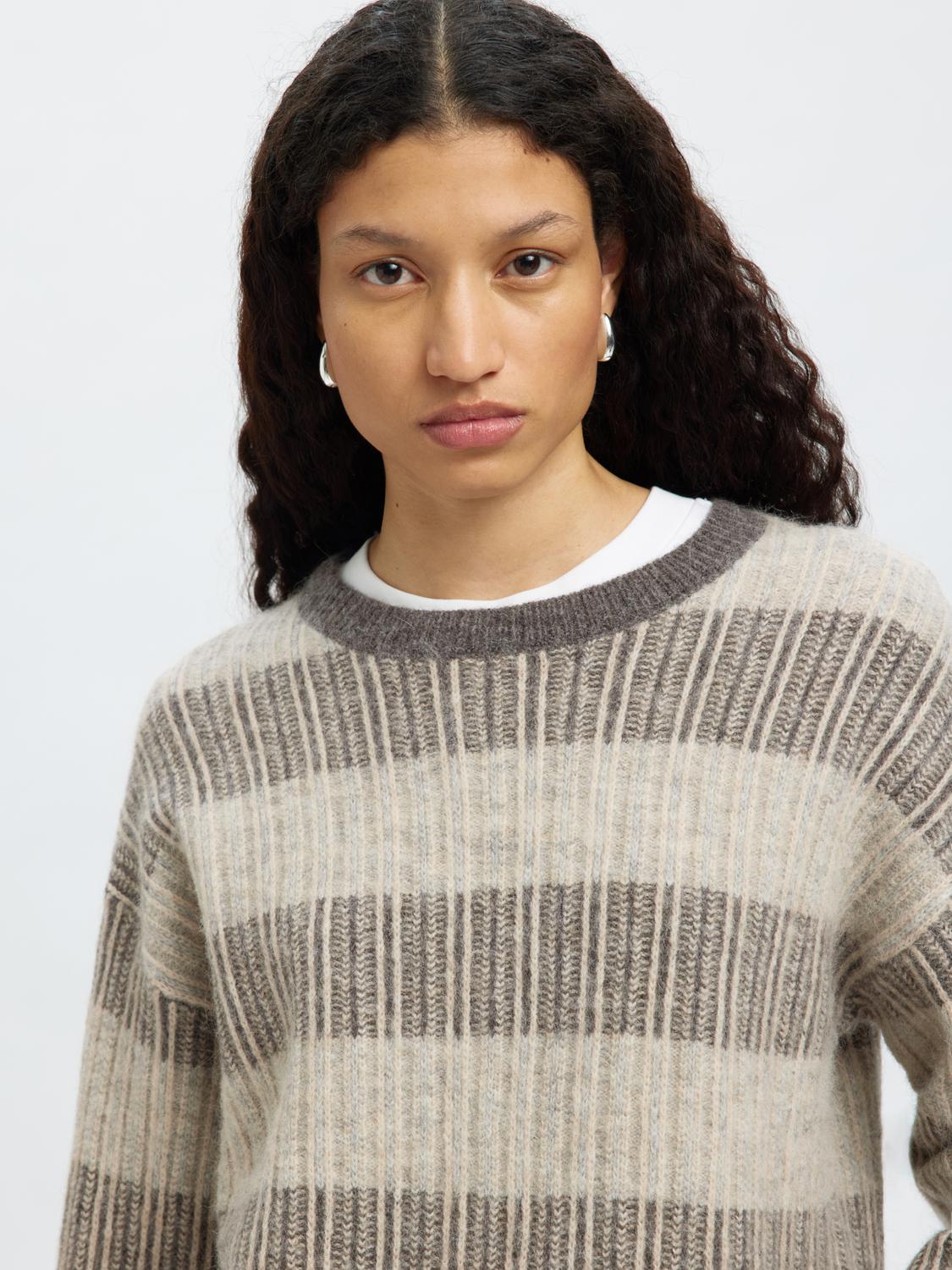 Slfalva Ls Knit Stripe O-Neck