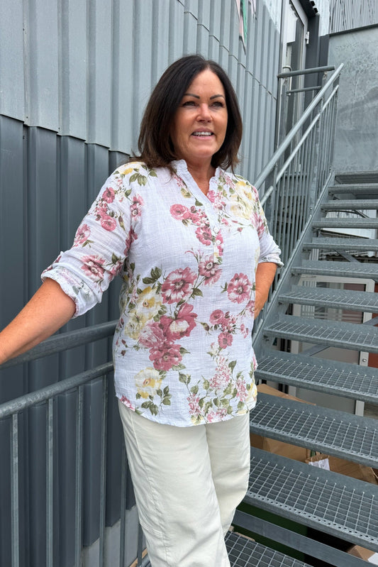 Inger Bomullsbluse, småblomster