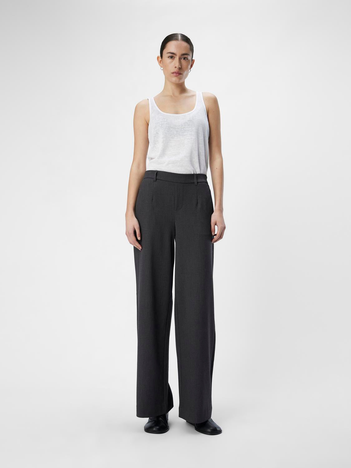 Lisa Wide Pant - Medium Grey Melange