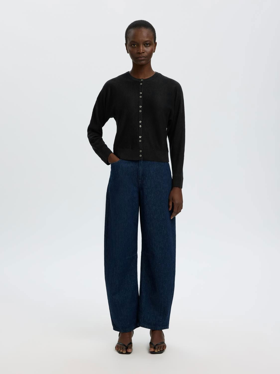 Slfjane Linen Ls Bat Knit Cardigan
