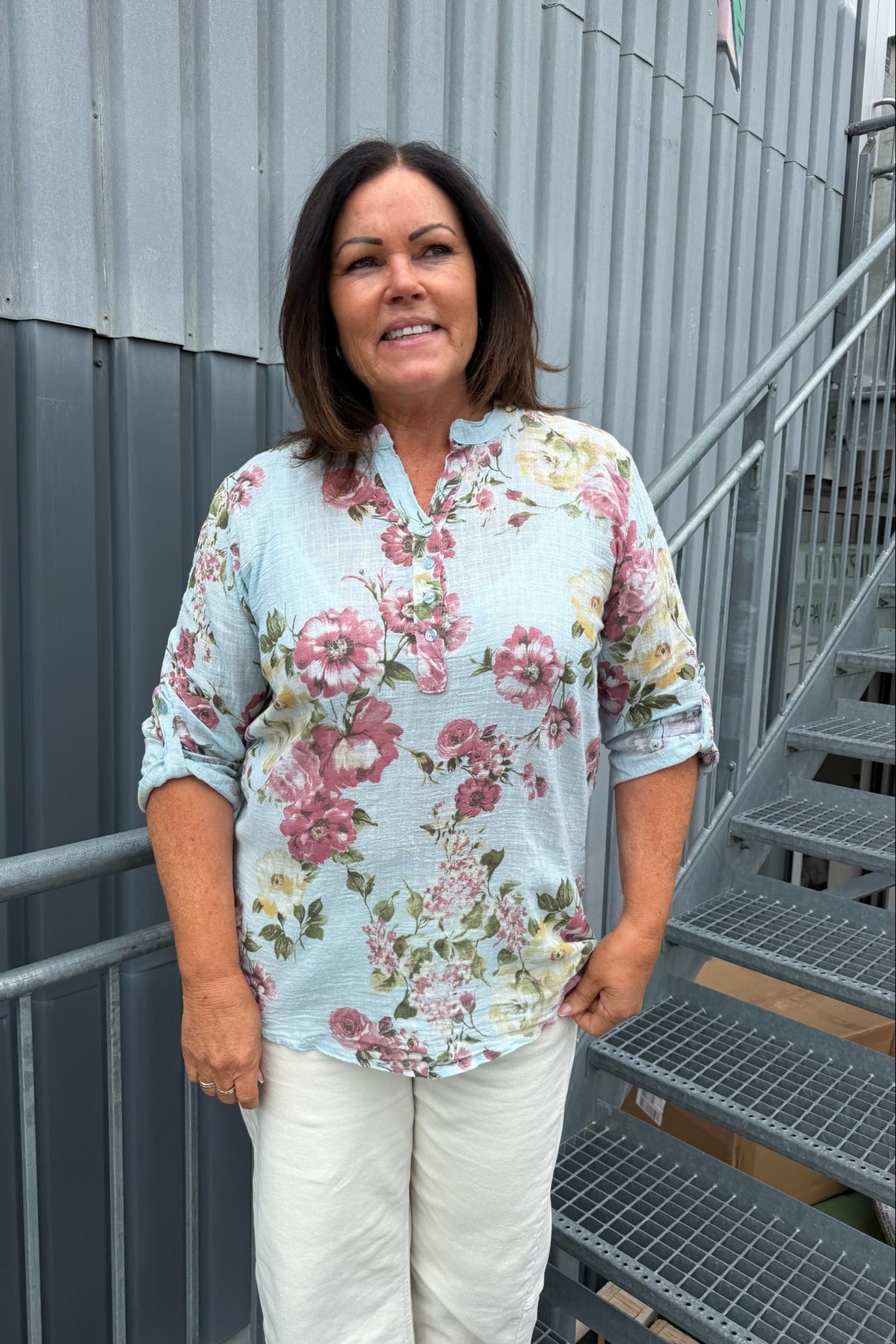 Inger Bomullsbluse, småblomster
