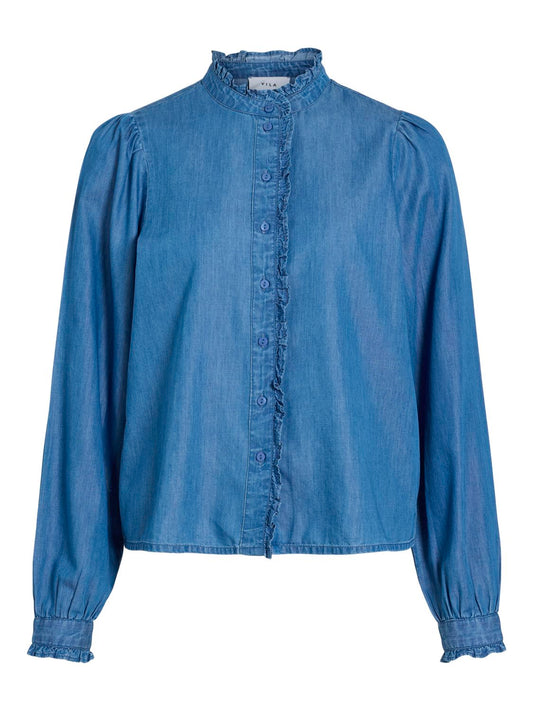 Vialari L/s Flounce Denim Shirt