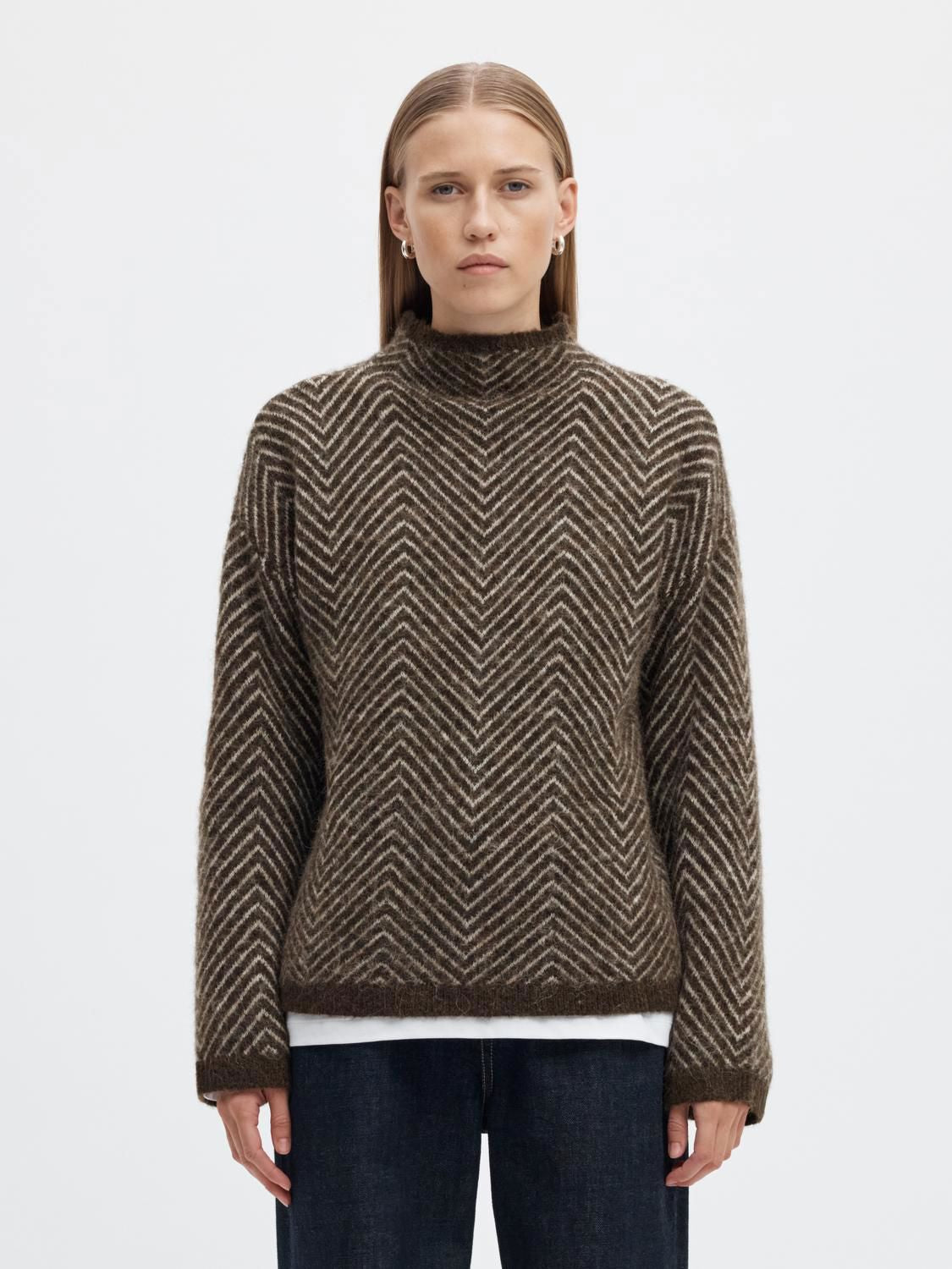 Slwlulu Ls Herringbone Knit High Neck