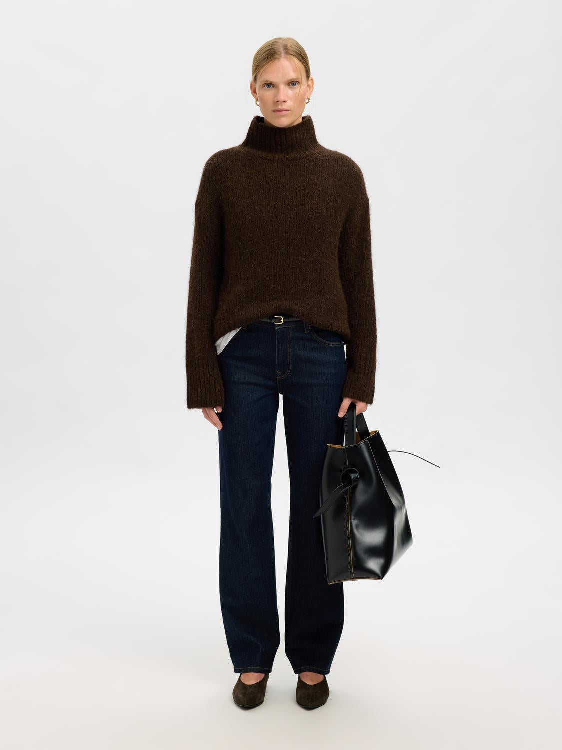 Slfgabriella Ls Knit High Neck Noos