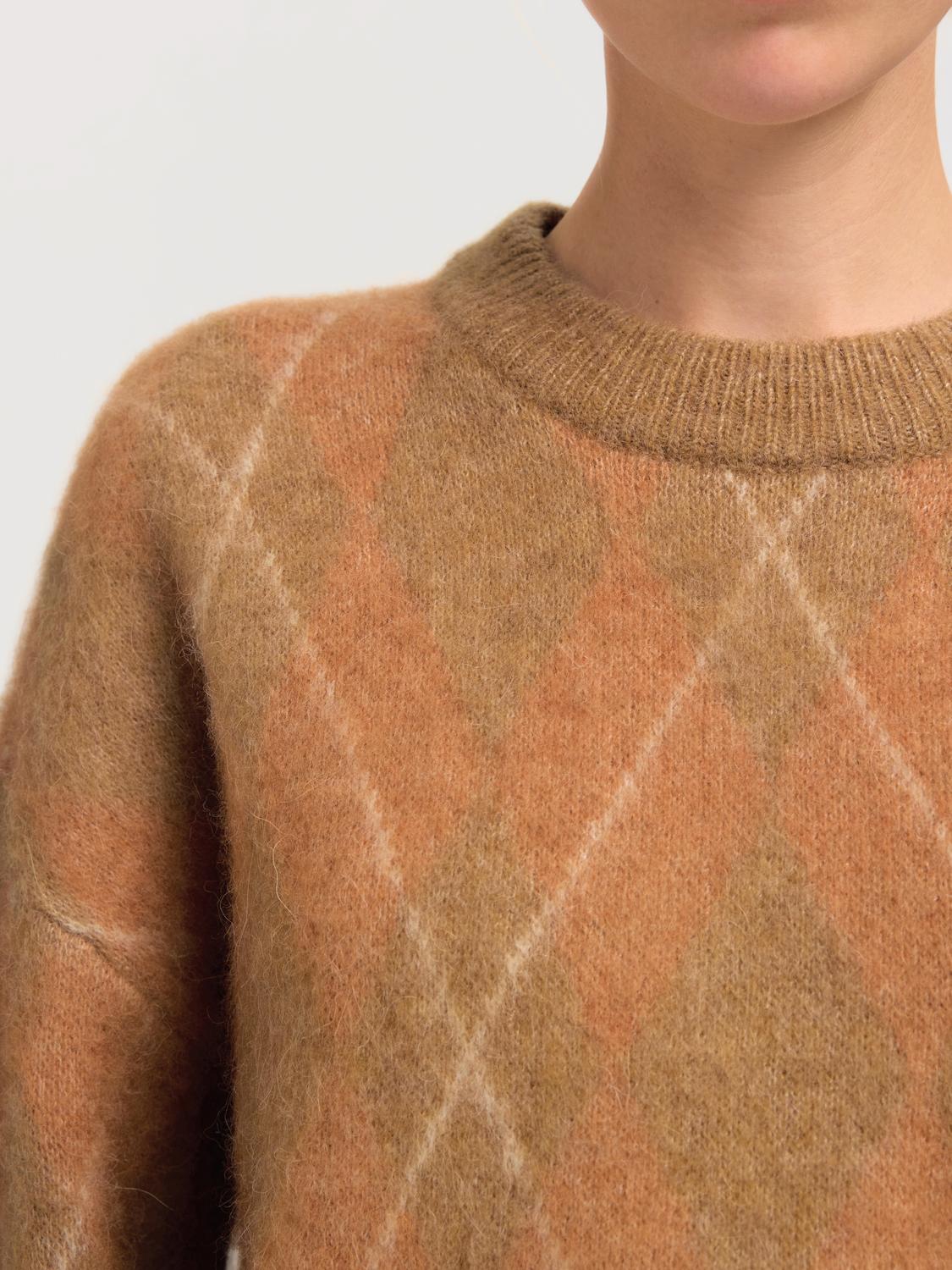 Slflulu Brushed Ls Argyle Knit O-Neck