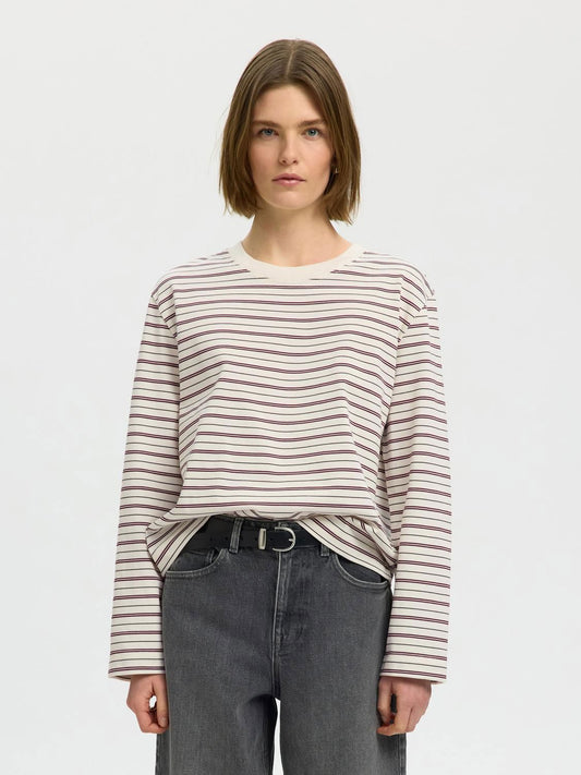 Slwessential Ls Striped Boxy Tee Noos