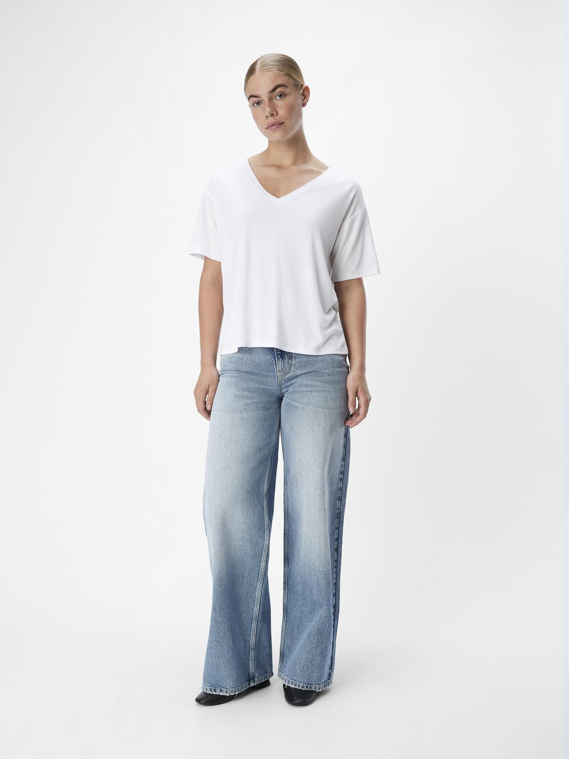 Annie RE S/S V-neck top - Hvit
