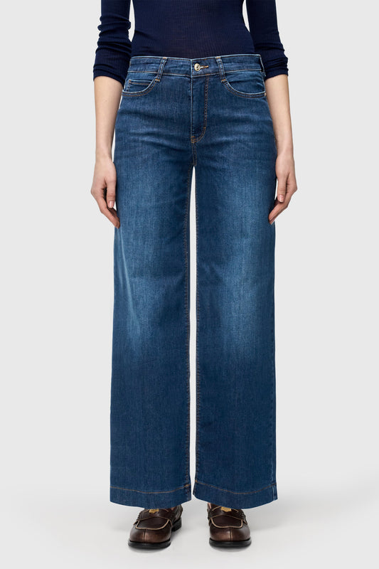 Wide fashion blue wash