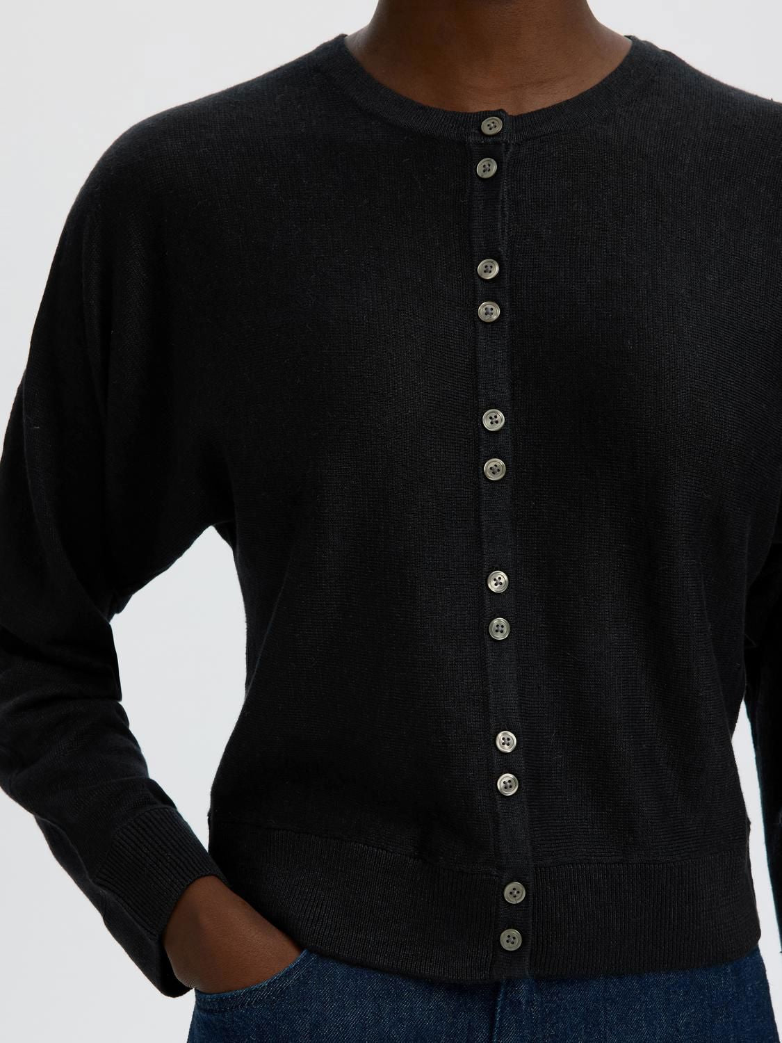 Slfjane Linen Ls Bat Knit Cardigan