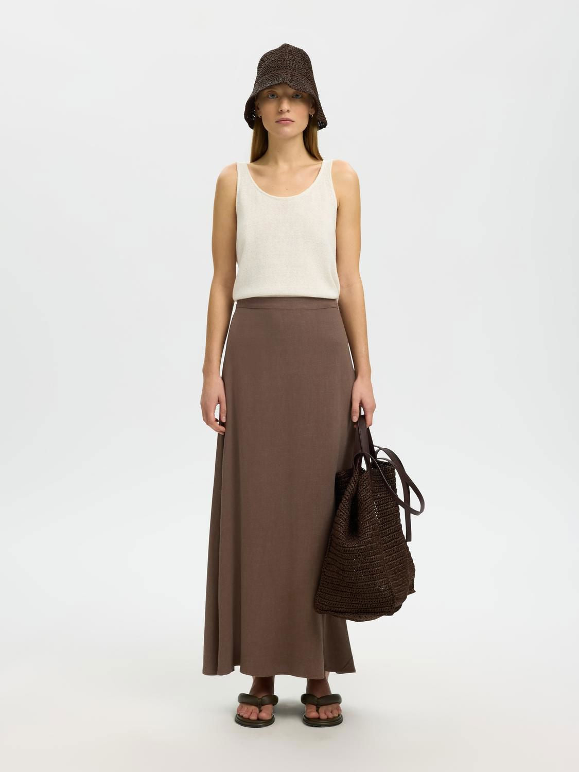 Slwviva Hw Ankle Linen Blend Skirt Noos