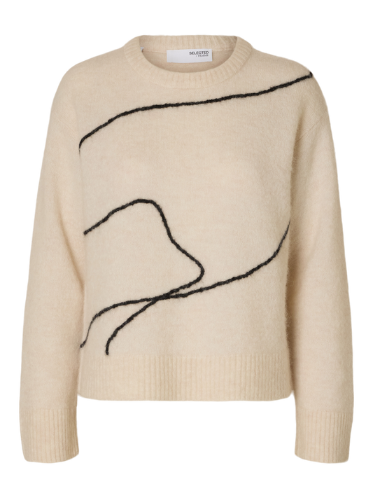 Sia Ras LS Knit Artwork O-neck