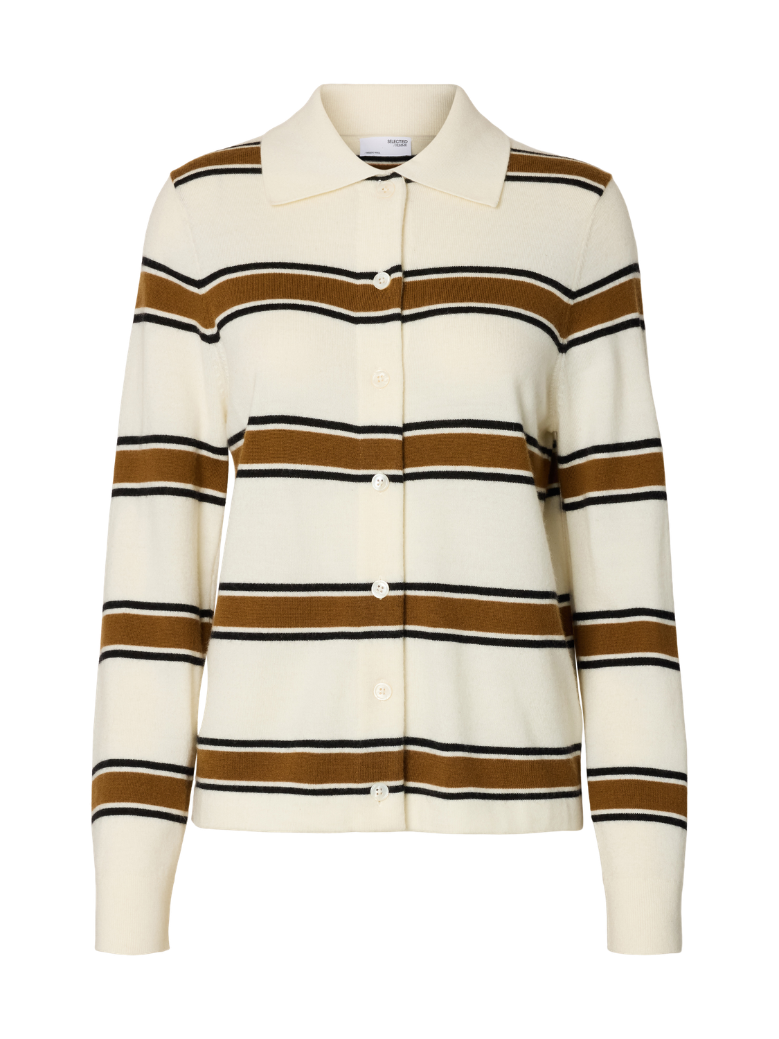 Slfthea Ls Knit Button Collar Neck