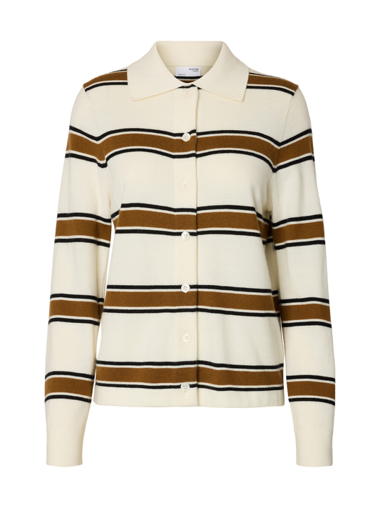 Slfthea Ls Knit Button Collar Neck