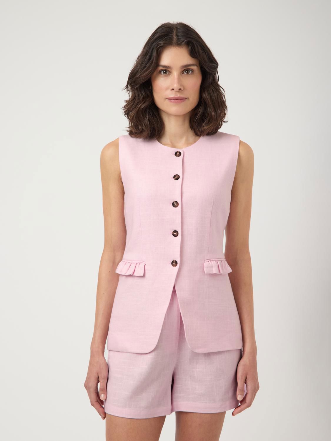 Yasagana Linen Blend Waistcoat S.